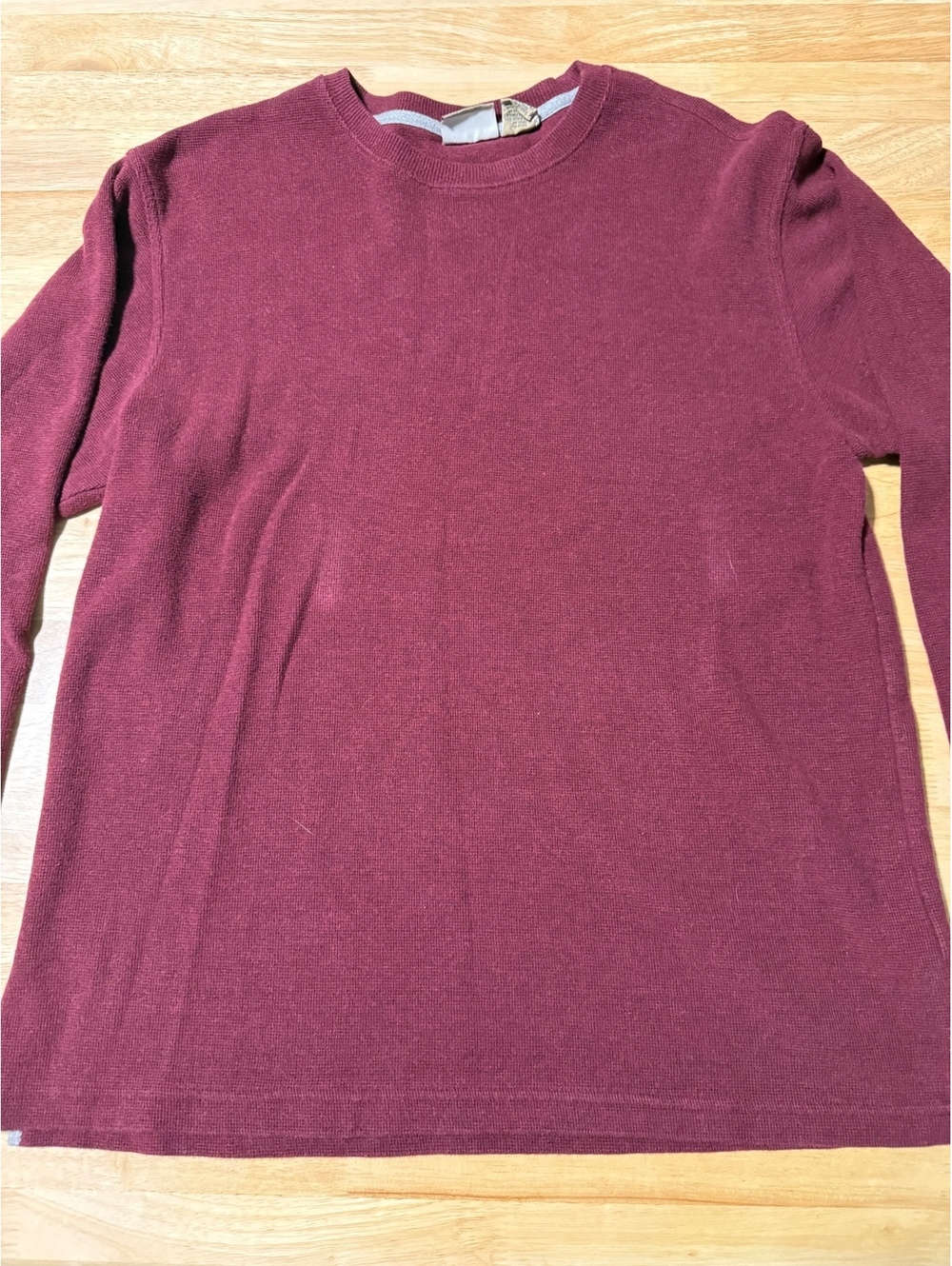 L.L.Bean Men’s Medium Regular Burgundy Waffle Knit Thermal Crewneck Shirt